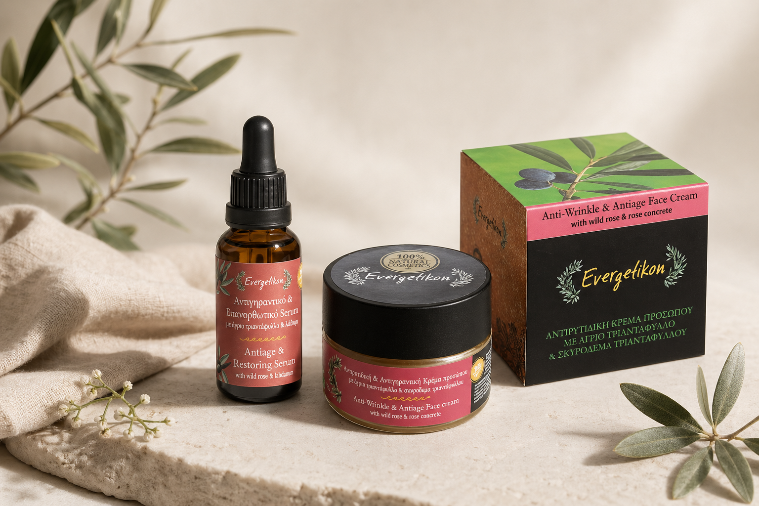 Anti age crème + restoring gezichtsserum - afbeelding 1
